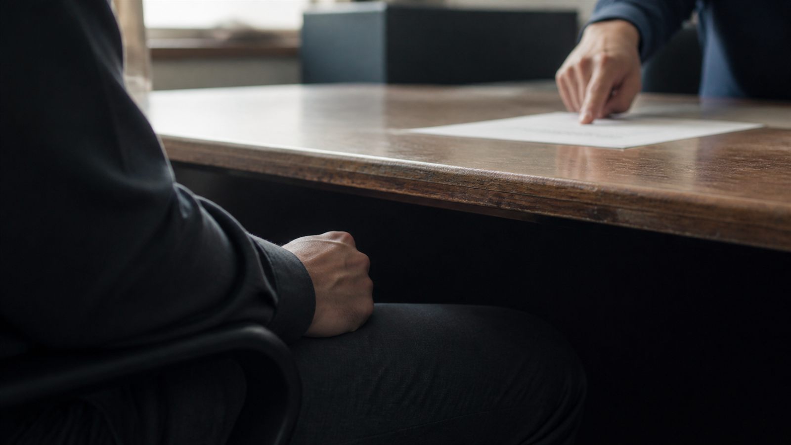 A conversation across a meeting table